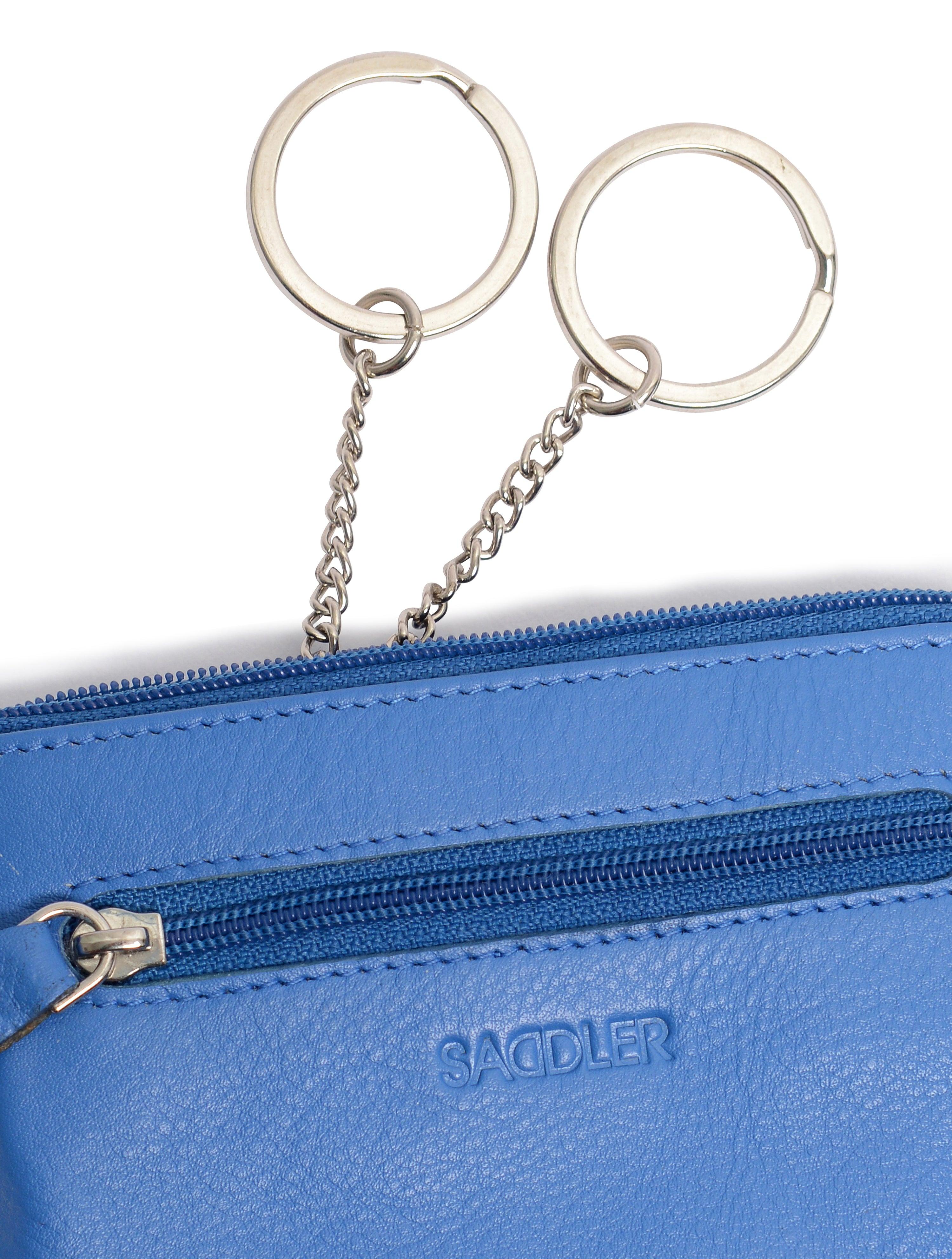 Compact Leather Coin & Card Purse "Ellie" – Handmade by Saddler | RFID Protected & Gift Boxed | With Front Zip Pocket & Key Holder