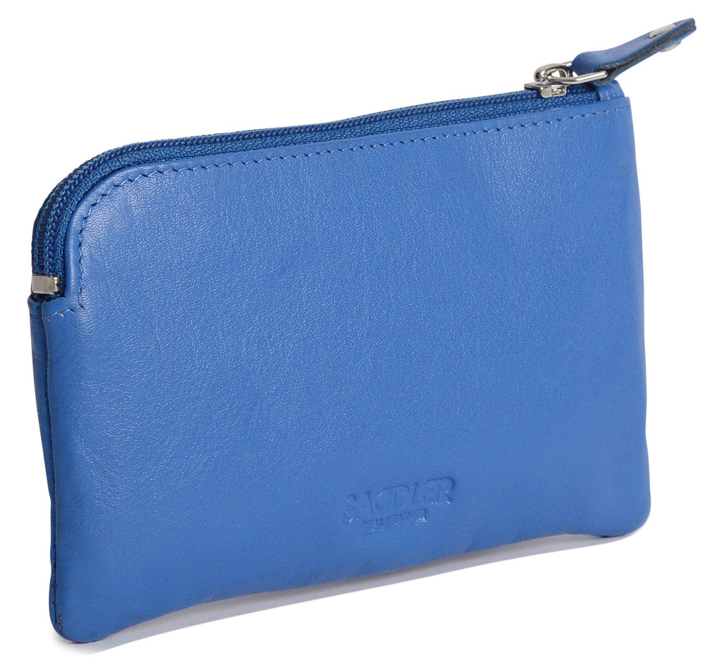 Compact Leather Coin & Card Purse "Ellie" – Handmade by Saddler | RFID Protected & Gift Boxed | With Front Zip Pocket & Key Holder