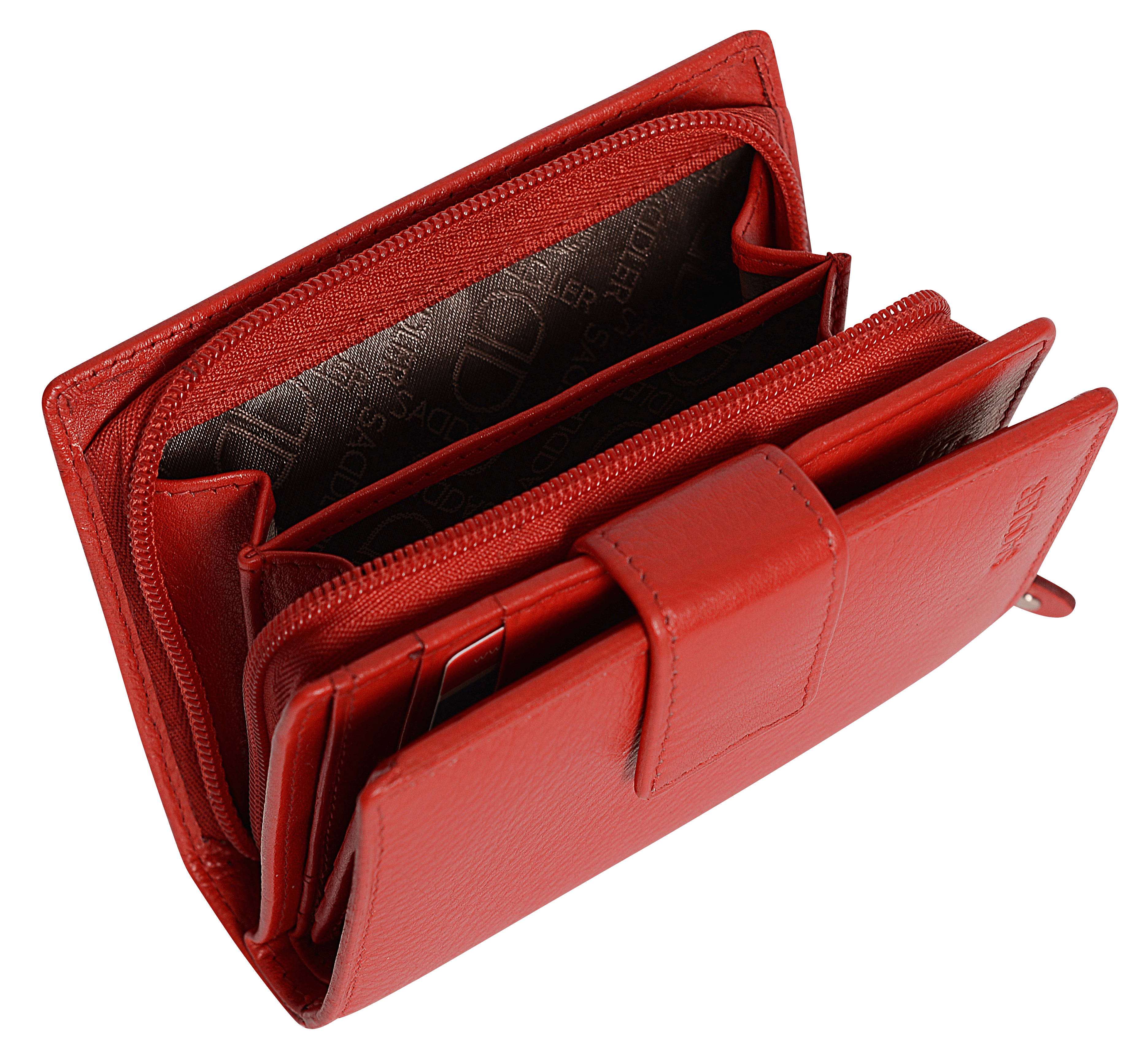 SADDLER EMILY Handmade Leather Mid-Size Wallet – RFID Protected | 10 Card Slots, Secure Tab Closure & Zipped Coin Pocket | Gift Boxed