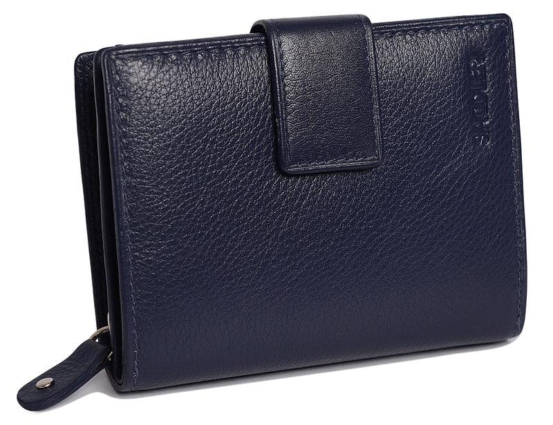 SADDLER EMILY Handmade Leather Mid-Size Wallet – RFID Protected | 10 Card Slots, Secure Tab Closure & Zipped Coin Pocket | Gift Boxed