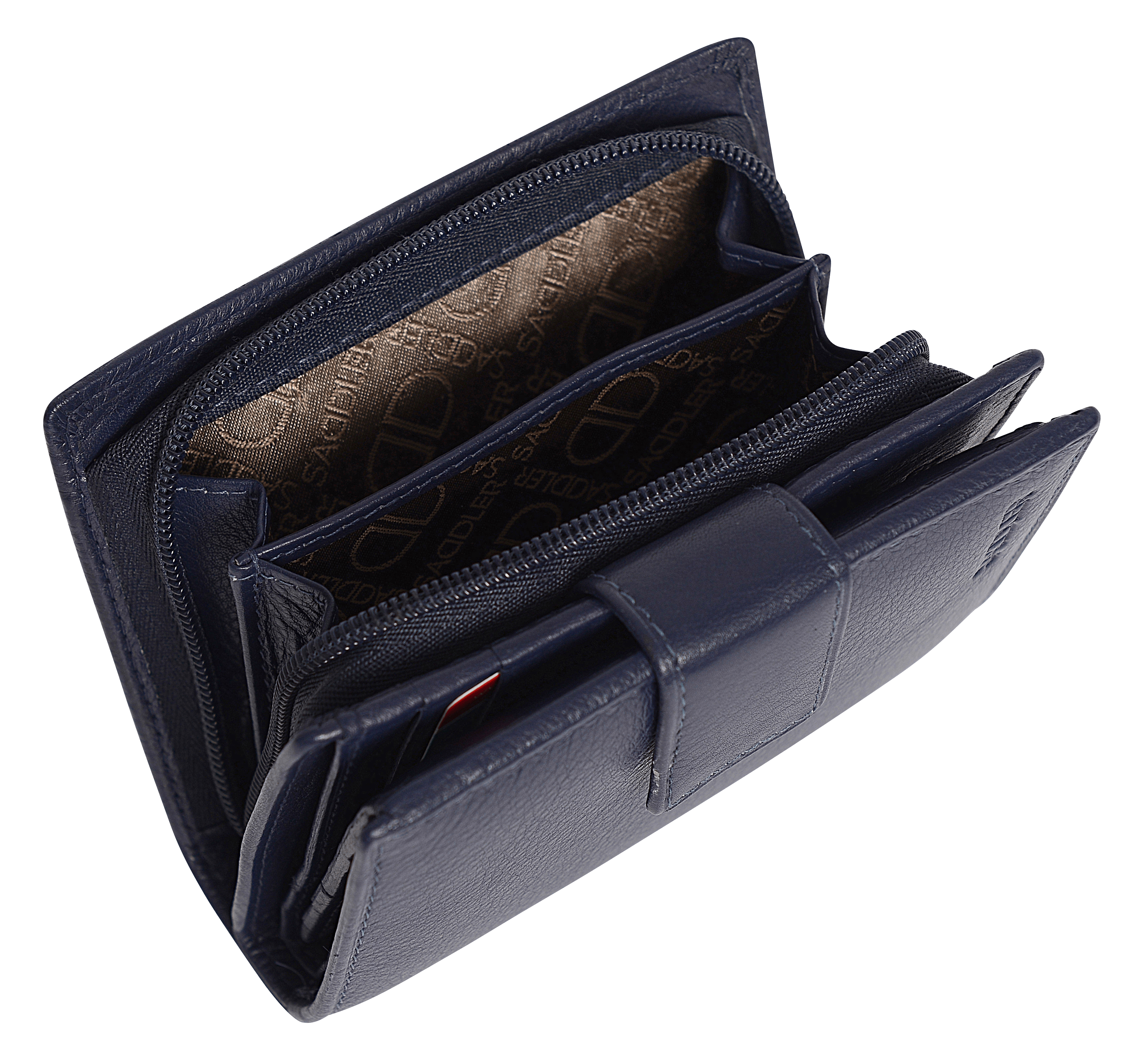 SADDLER EMILY Handmade Leather Mid-Size Wallet – RFID Protected | 10 Card Slots, Secure Tab Closure & Zipped Coin Pocket | Gift Boxed