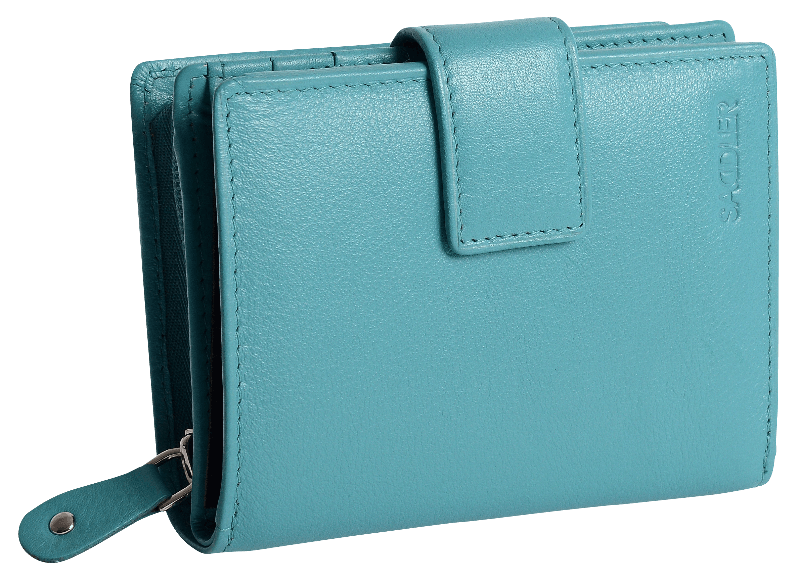 SADDLER EMILY Handmade Leather Mid-Size Wallet – RFID Protected | 10 Card Slots, Secure Tab Closure & Zipped Coin Pocket | Gift Boxed