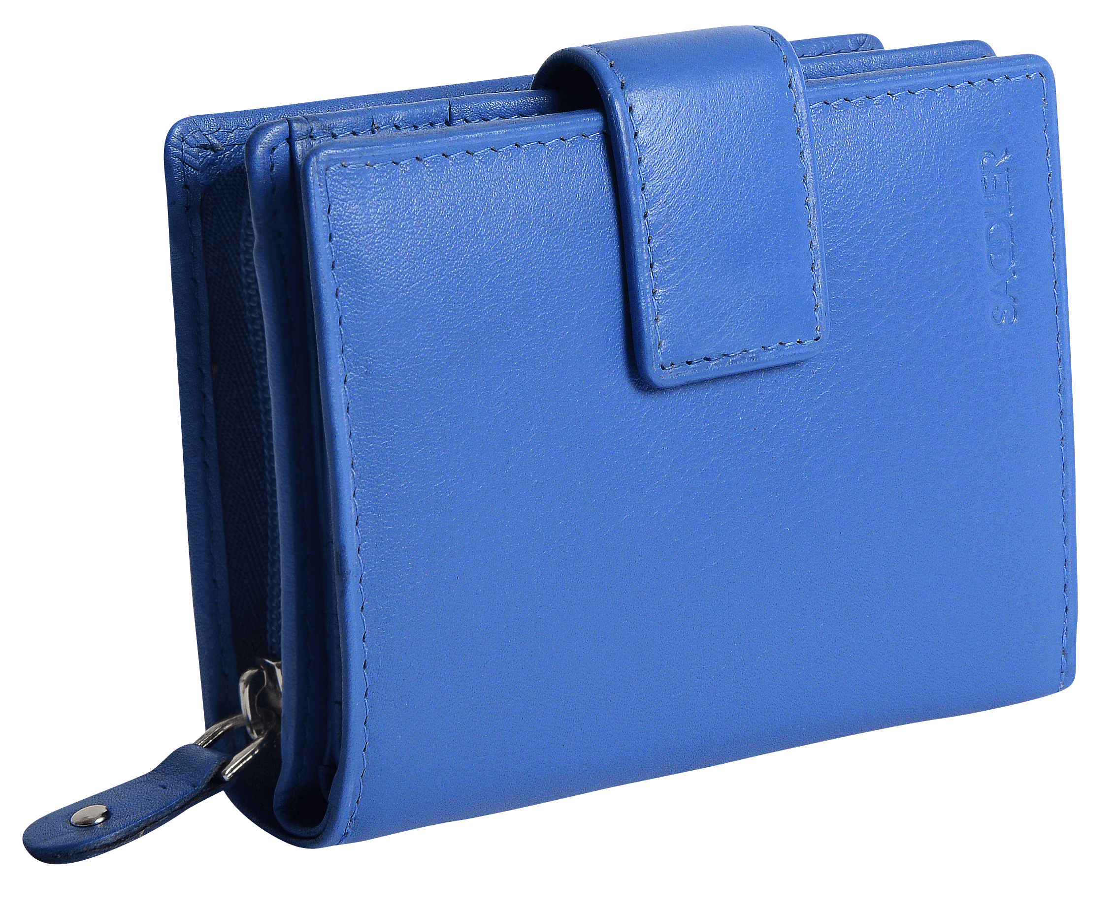 SADDLER EMILY Handmade Leather Mid-Size Wallet – RFID Protected | 10 Card Slots, Secure Tab Closure & Zipped Coin Pocket | Gift Boxed