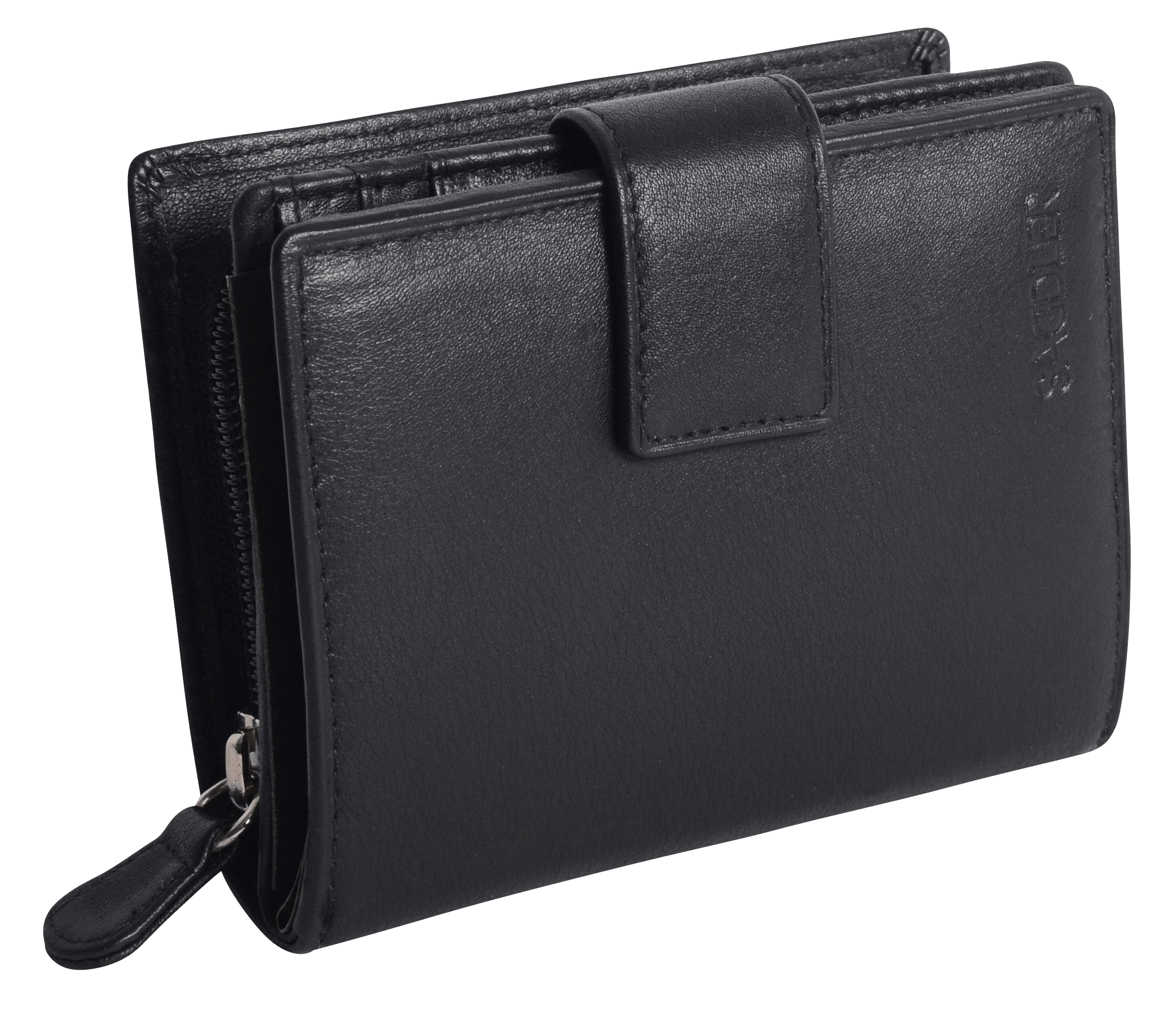 SADDLER EMILY Handmade Leather Mid-Size Wallet – RFID Protected | 10 Card Slots, Secure Tab Closure & Zipped Coin Pocket | Gift Boxed