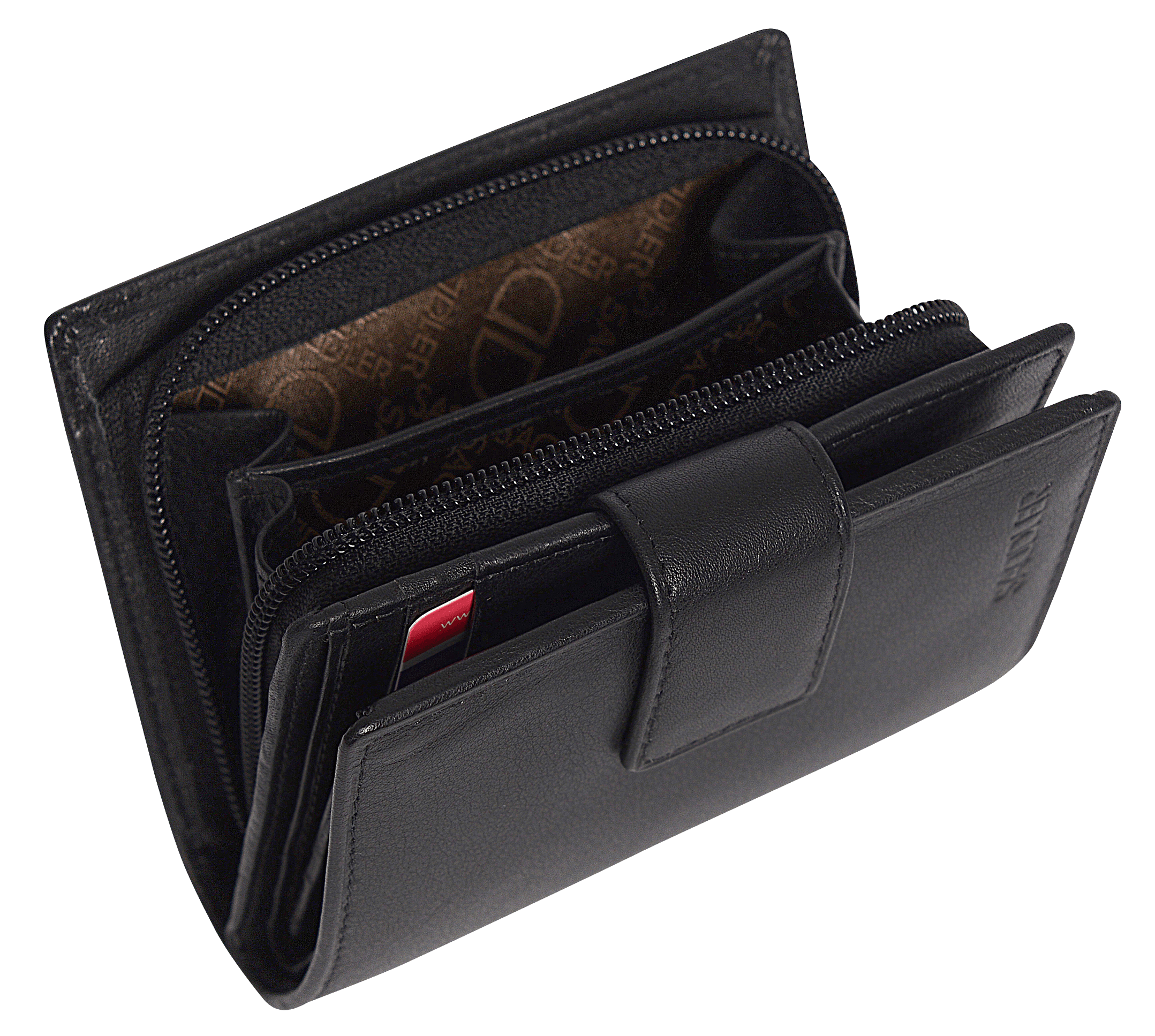 SADDLER EMILY Handmade Leather Mid-Size Wallet – RFID Protected | 10 Card Slots, Secure Tab Closure & Zipped Coin Pocket | Gift Boxed