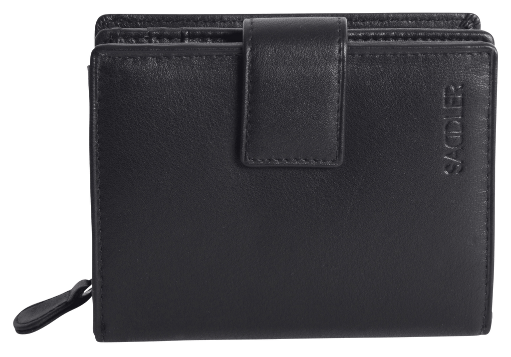 SADDLER EMILY Handmade Leather Mid-Size Wallet – RFID Protected | 10 Card Slots, Secure Tab Closure & Zipped Coin Pocket | Gift Boxed