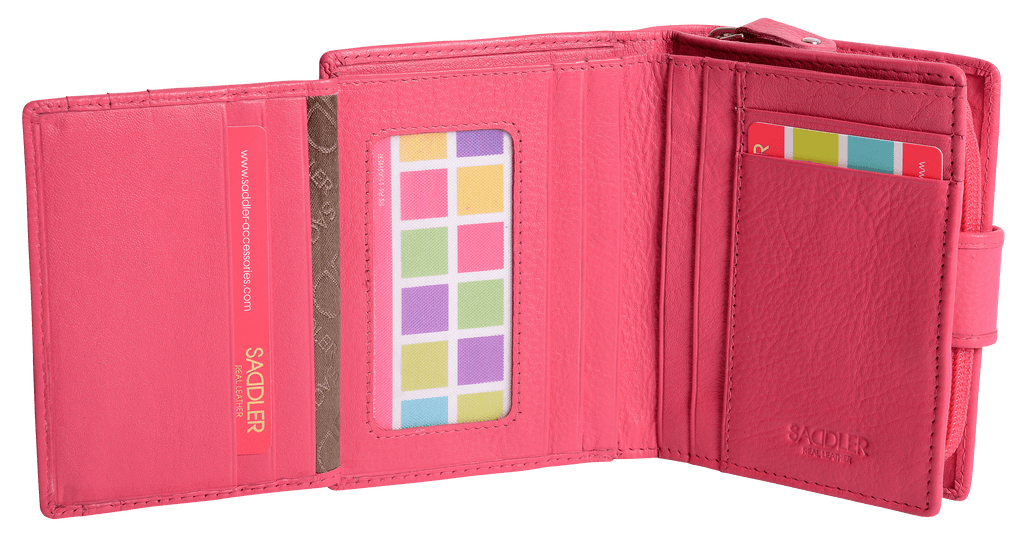 SADDLER EMILY Handmade Leather Mid-Size Wallet – RFID Protected | 10 Card Slots, Secure Tab Closure & Zipped Coin Pocket | Gift Boxed