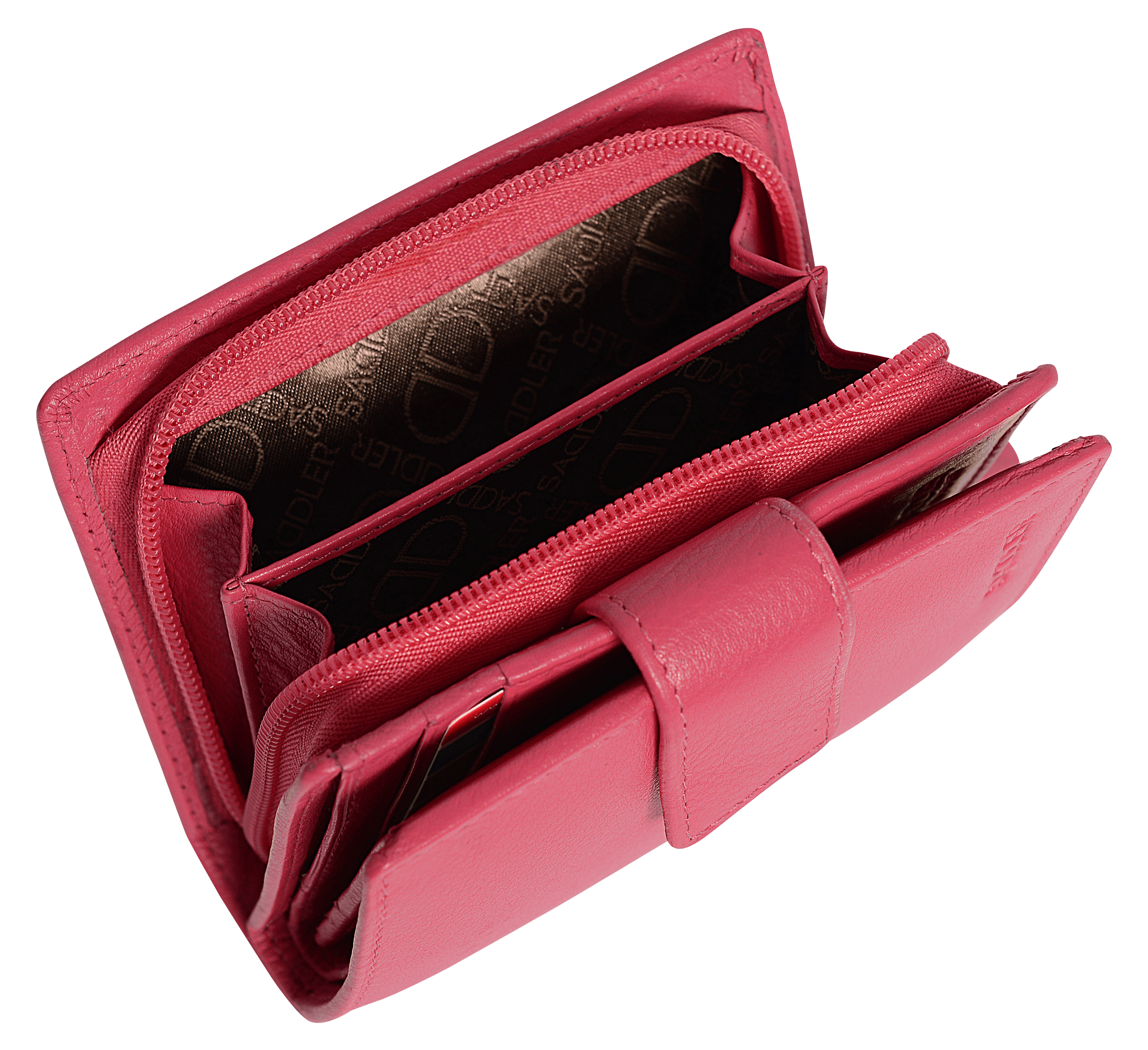 SADDLER EMILY Handmade Leather Mid-Size Wallet – RFID Protected | 10 Card Slots, Secure Tab Closure & Zipped Coin Pocket | Gift Boxed