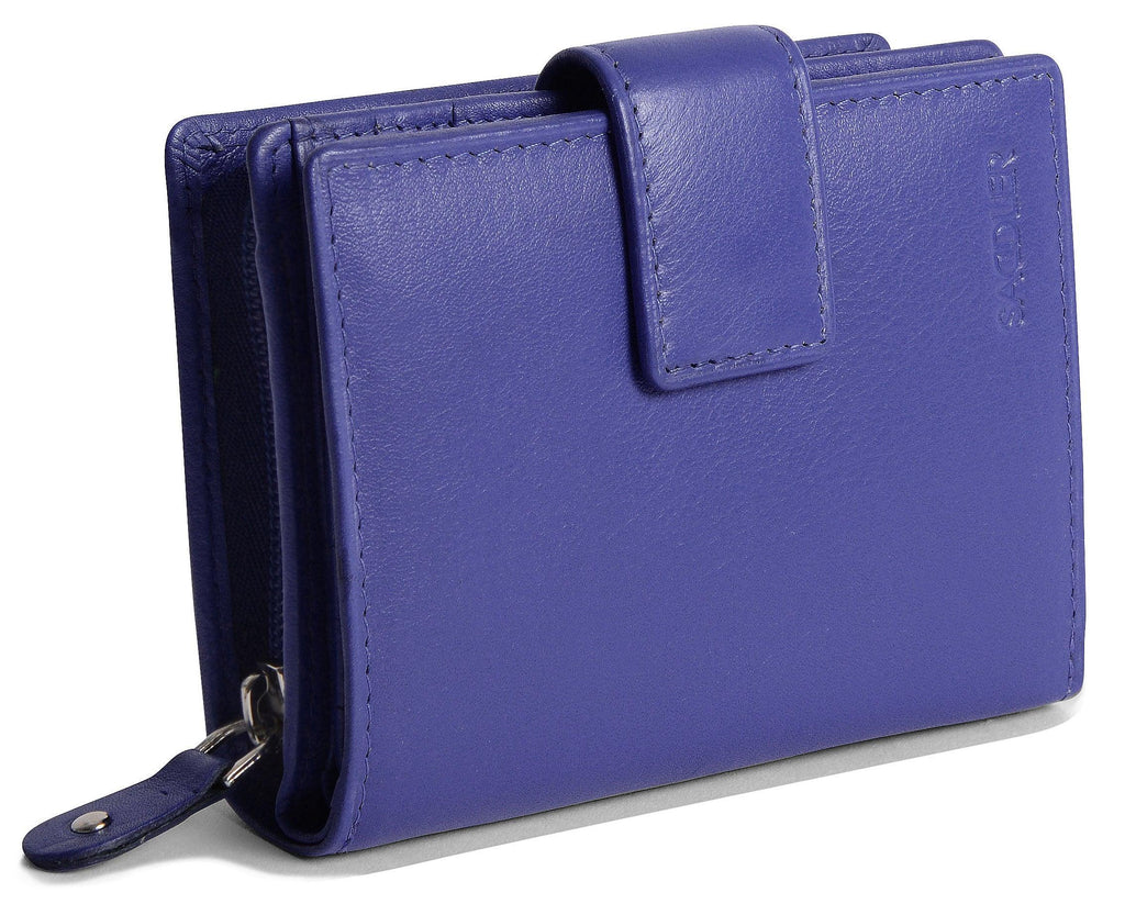 SADDLER EMILY Handmade Leather Mid-Size Wallet – RFID Protected | 10 Card Slots, Secure Tab Closure & Zipped Coin Pocket | Gift Boxed
