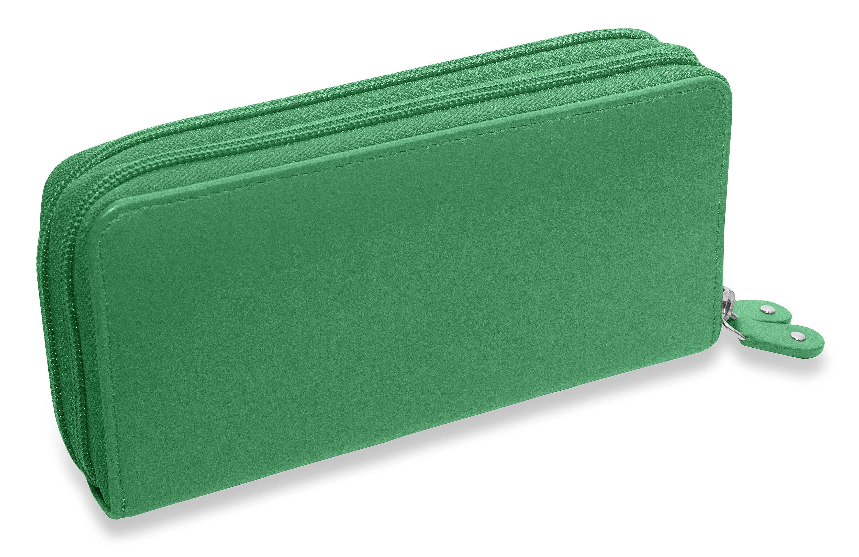 SADDLER GABRIELLA Leather Double Zip Around Purse - 8 Card Slots, Phone Pocket, and Coin Purse - RFID Protected