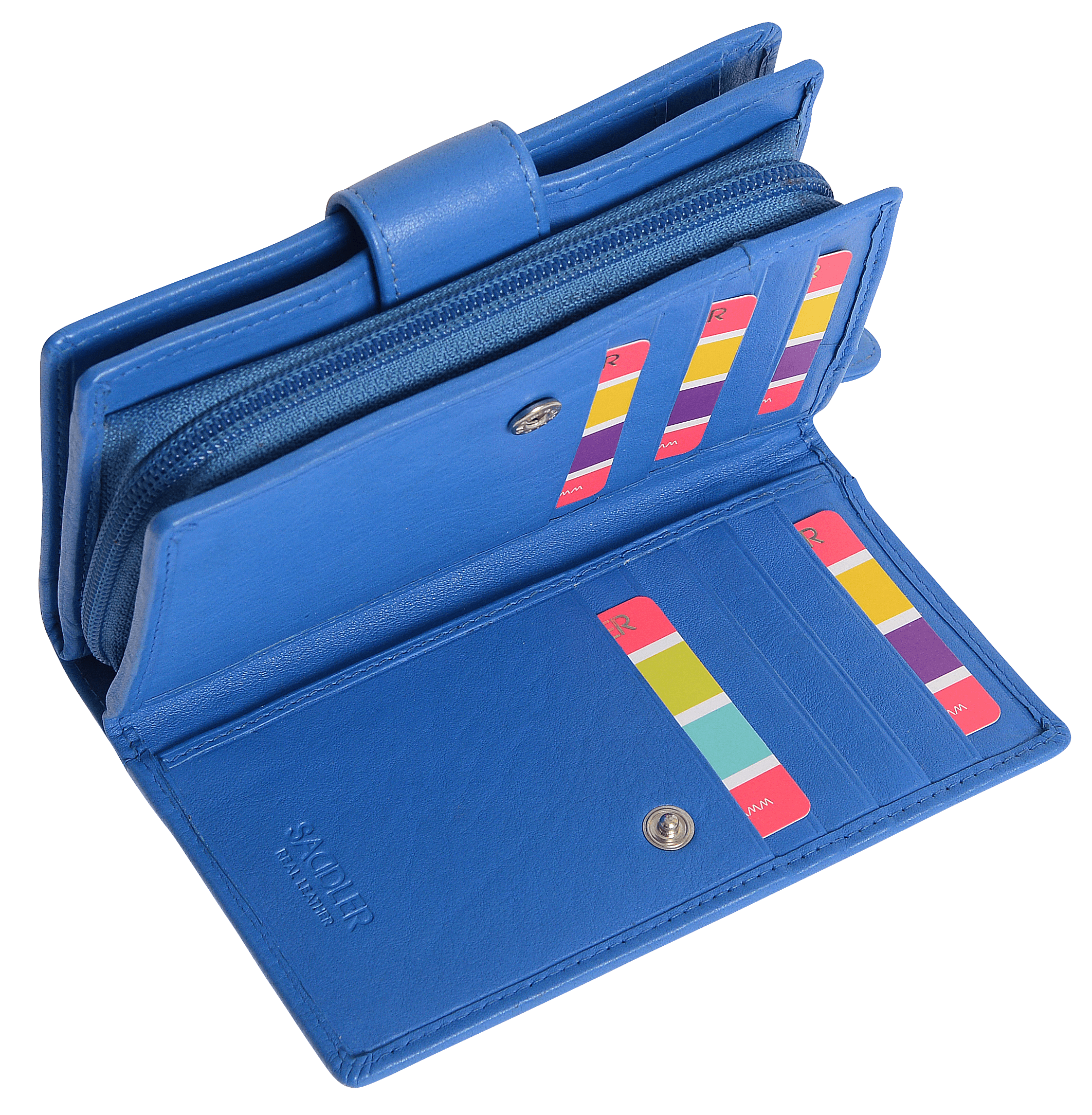 SADDLER GEORGIE Leather Double-Sided Purse - 13 Card Slots, Generous Space for Notes and Coins - RFID Protected