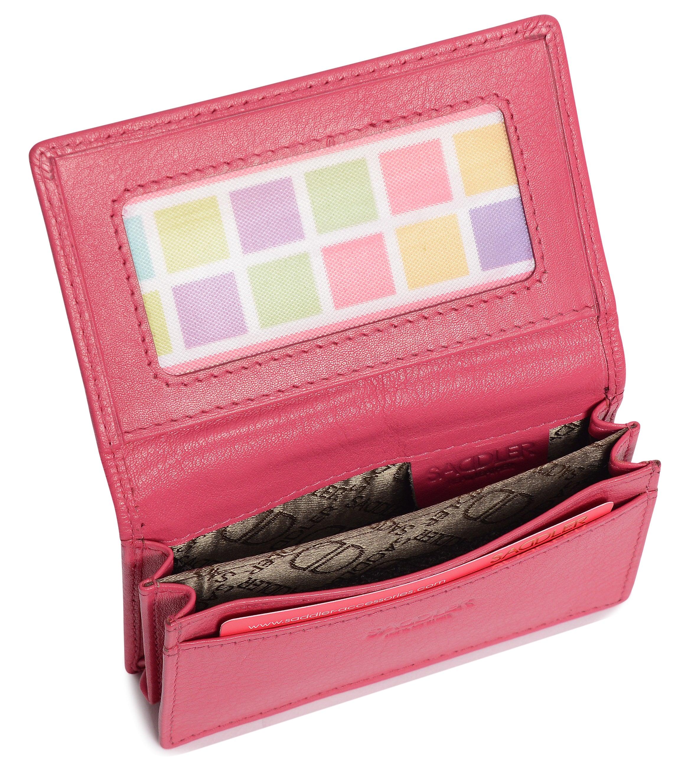 SADDLER JESSICA Leather Credit Card Holder with RFID Protection - 2 Sections and ID Window