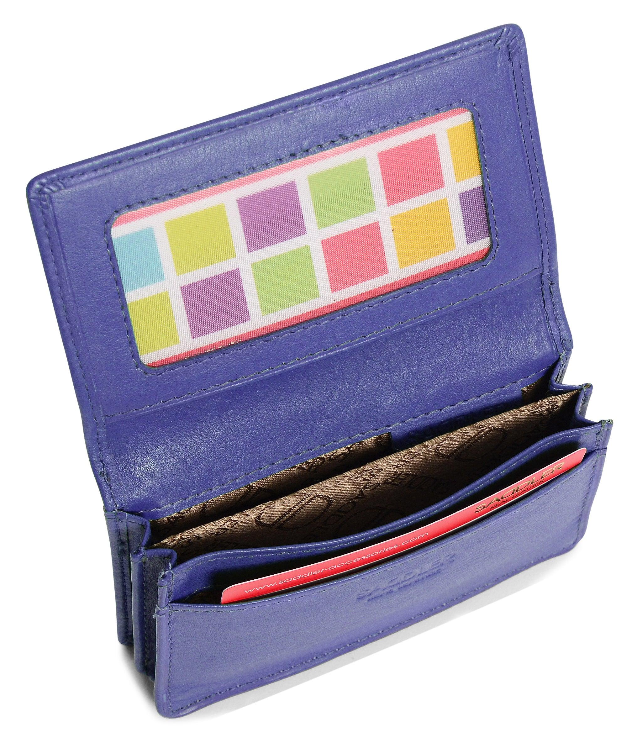 SADDLER JESSICA Leather Credit Card Holder with RFID Protection - 2 Sections and ID Window