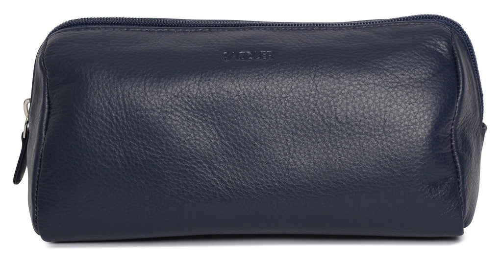 SADDLER MEGAN Leather Zip Top Cosmetic Bag - Large Capacity and Inner Zip Pocket - RFID Protected