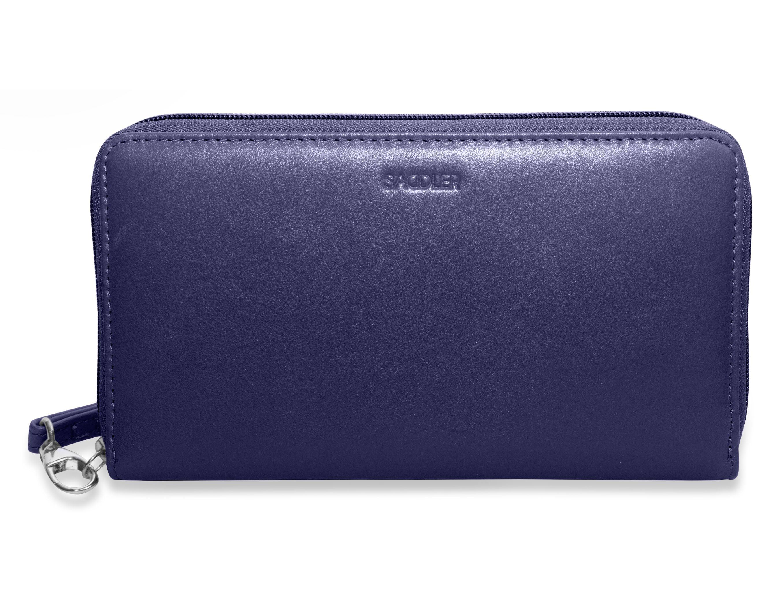 SADDLER SOPHIA Leather Zip Around Purse  - 15 Card slots, Mobile Phone Pocket,  Detachable Wrist Strap- RFID Protected