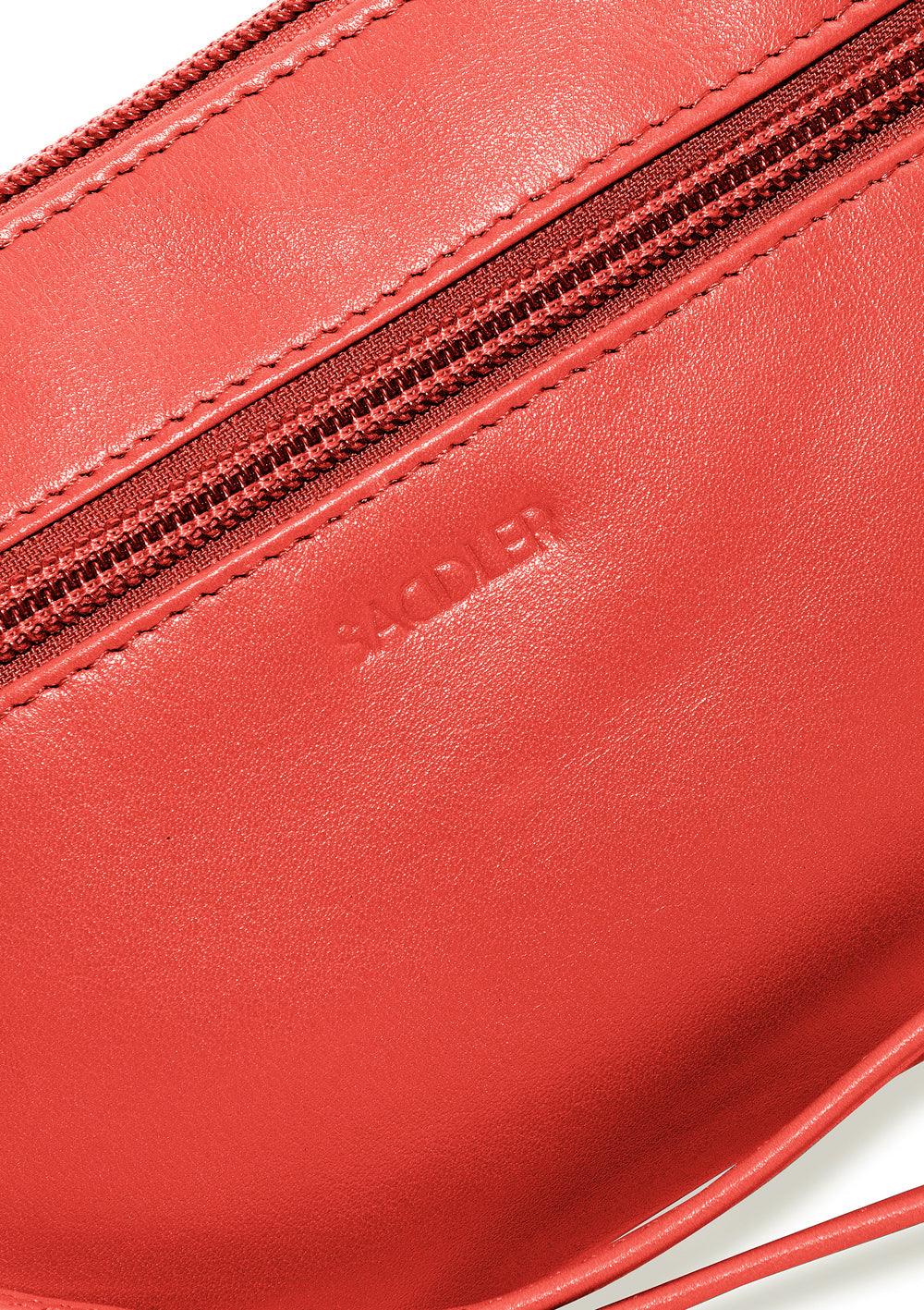 SADDLER SCARLETT Leather Zip Top Mini Clutch - Phone Holder with Detachable Wrist Strap - RFID Protected