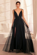 Empire Cut Dress With Deep V Neckline-1
