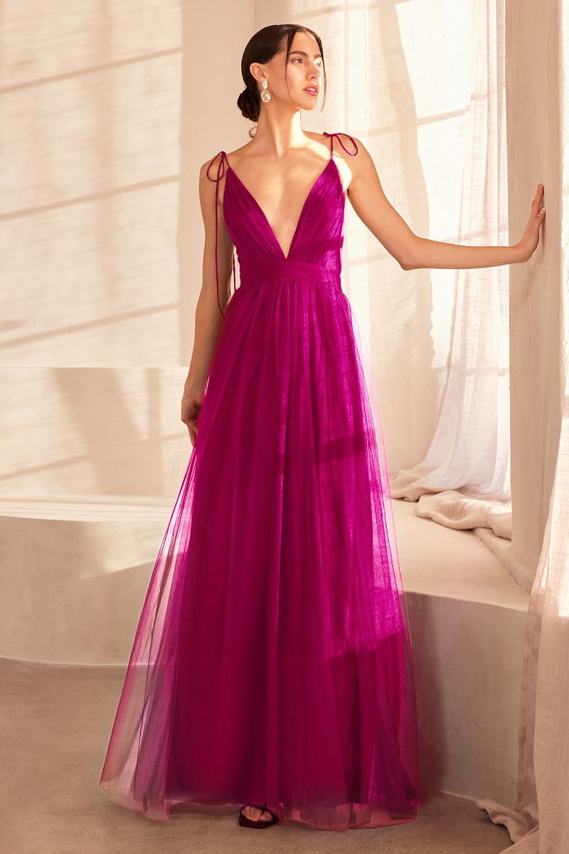 Empire Cut Dress With Deep V Neckline-8