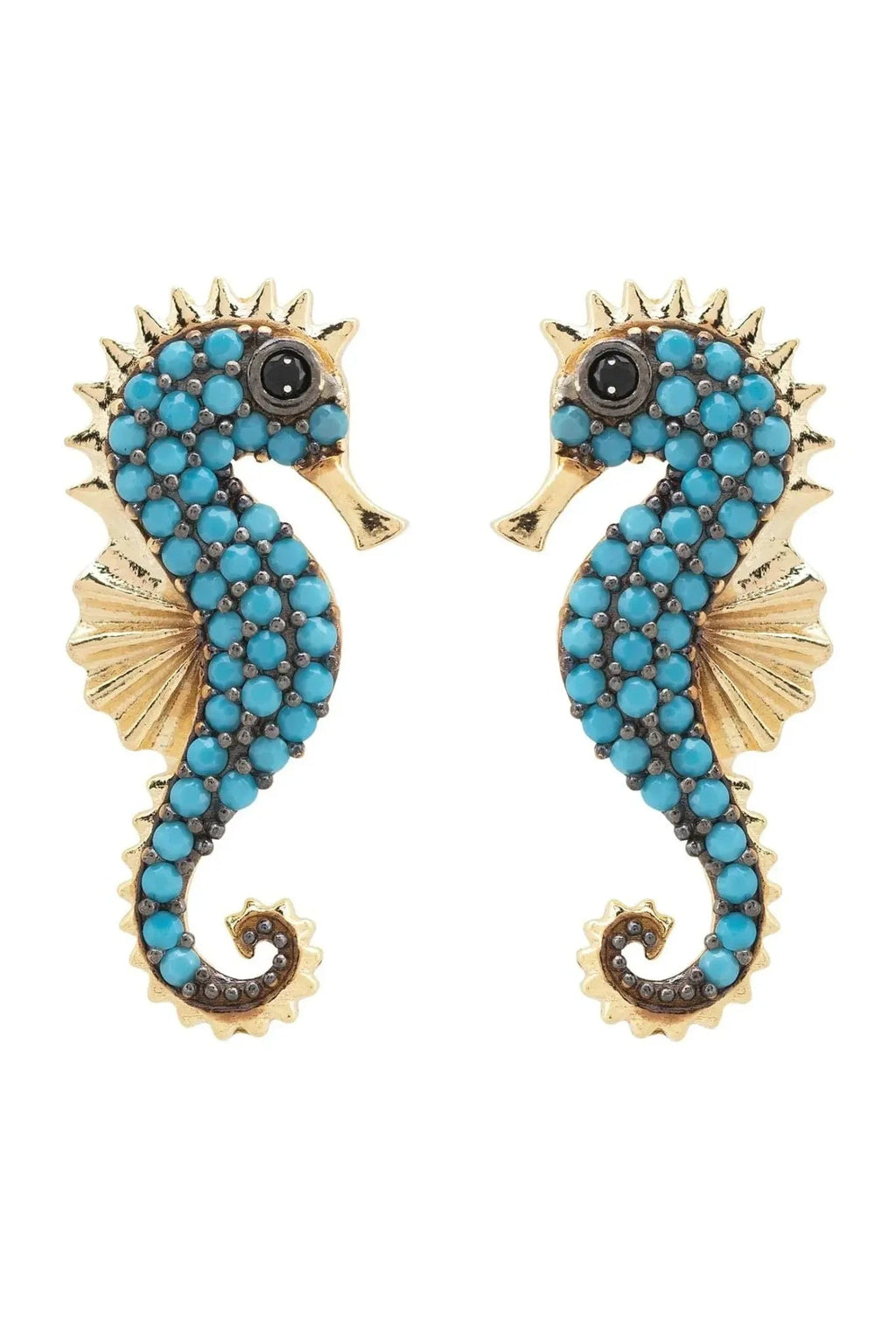 Seahorse Turquoise Earrings Gold