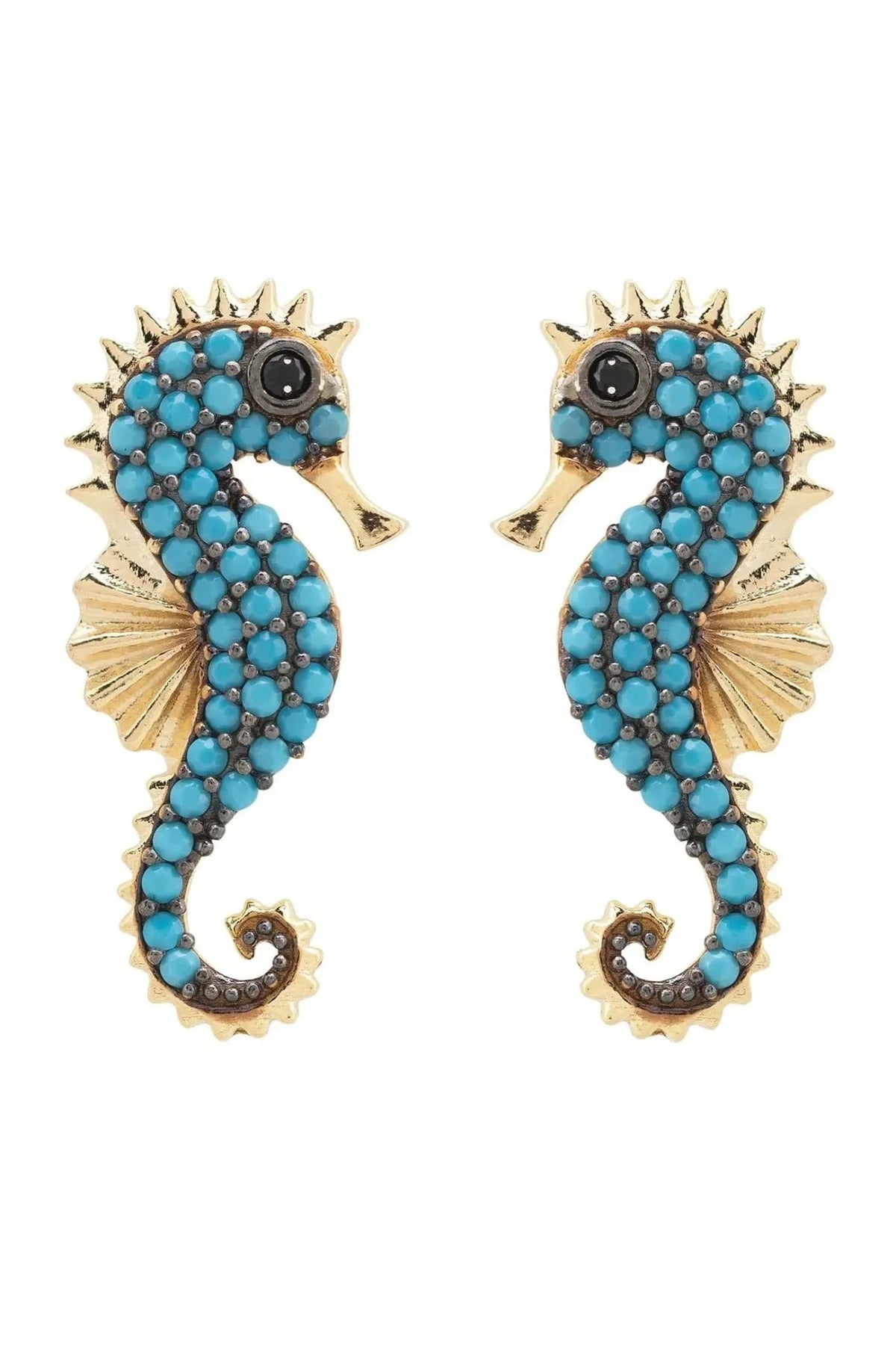 Seahorse Turquoise Earrings Gold