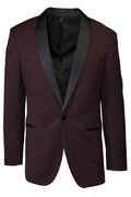 "Sebastian" Burgundy Pindot Tuxedo Jacket Shawl (Separates)-0
