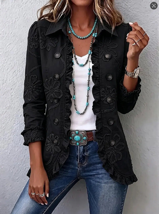 Women'S Lapel Print Coat