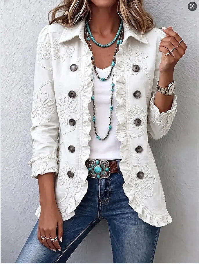 Women'S Lapel Print Coat