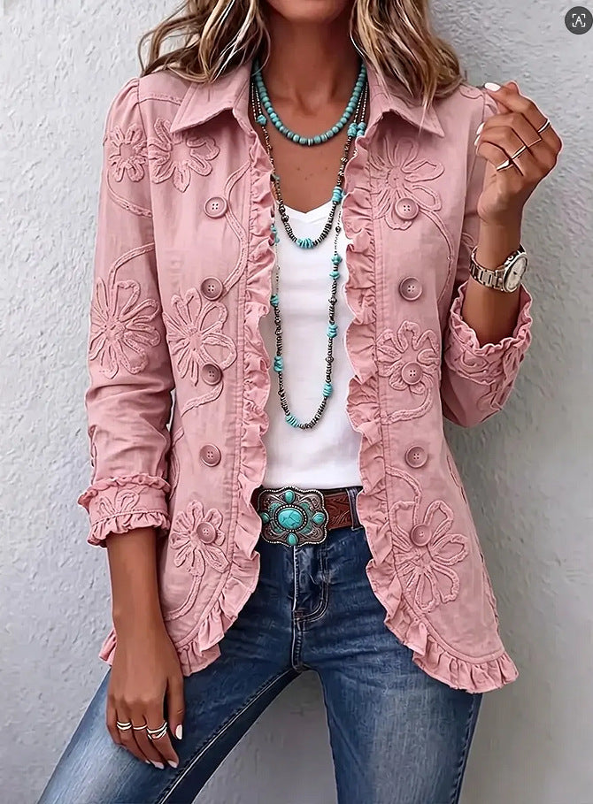 Women'S Lapel Print Coat
