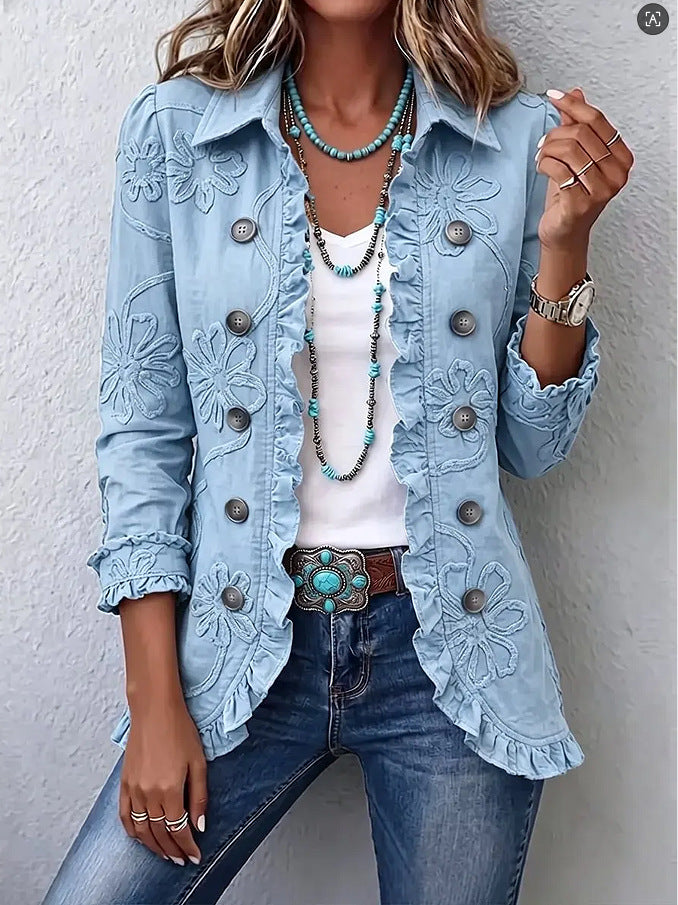 Women'S Lapel Print Coat
