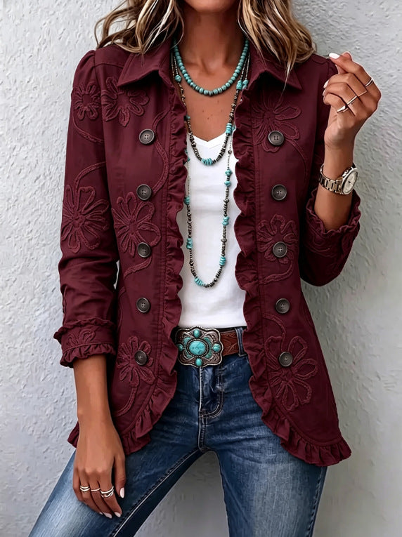 Women'S Lapel Print Coat