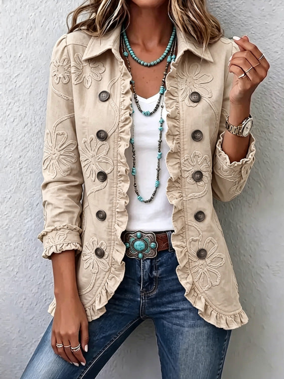 Women'S Lapel Print Coat