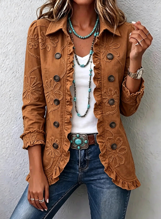 Women'S Lapel Print Coat