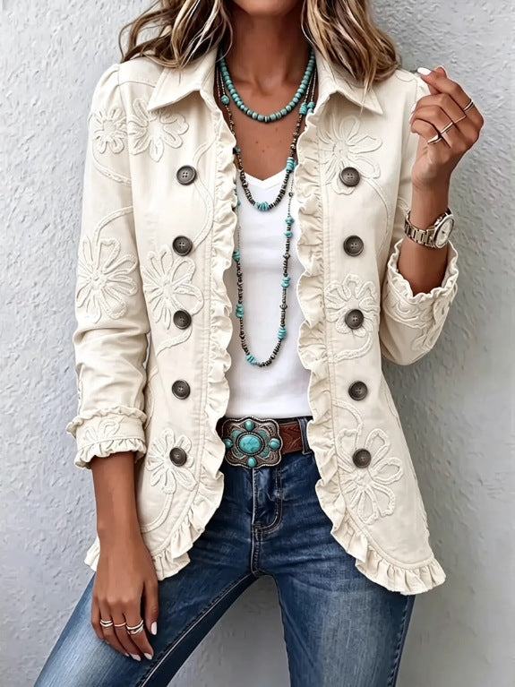 Women'S Lapel Print Coat