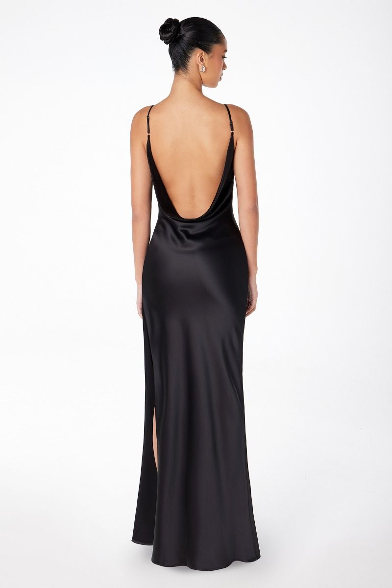 Mermaid dress with spaghetti straps, U-shaped back, leg opening-6