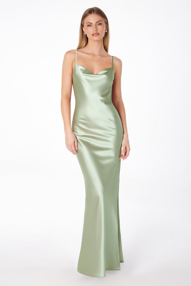 Mermaid dress with spaghetti straps, U-shaped back, leg opening-4