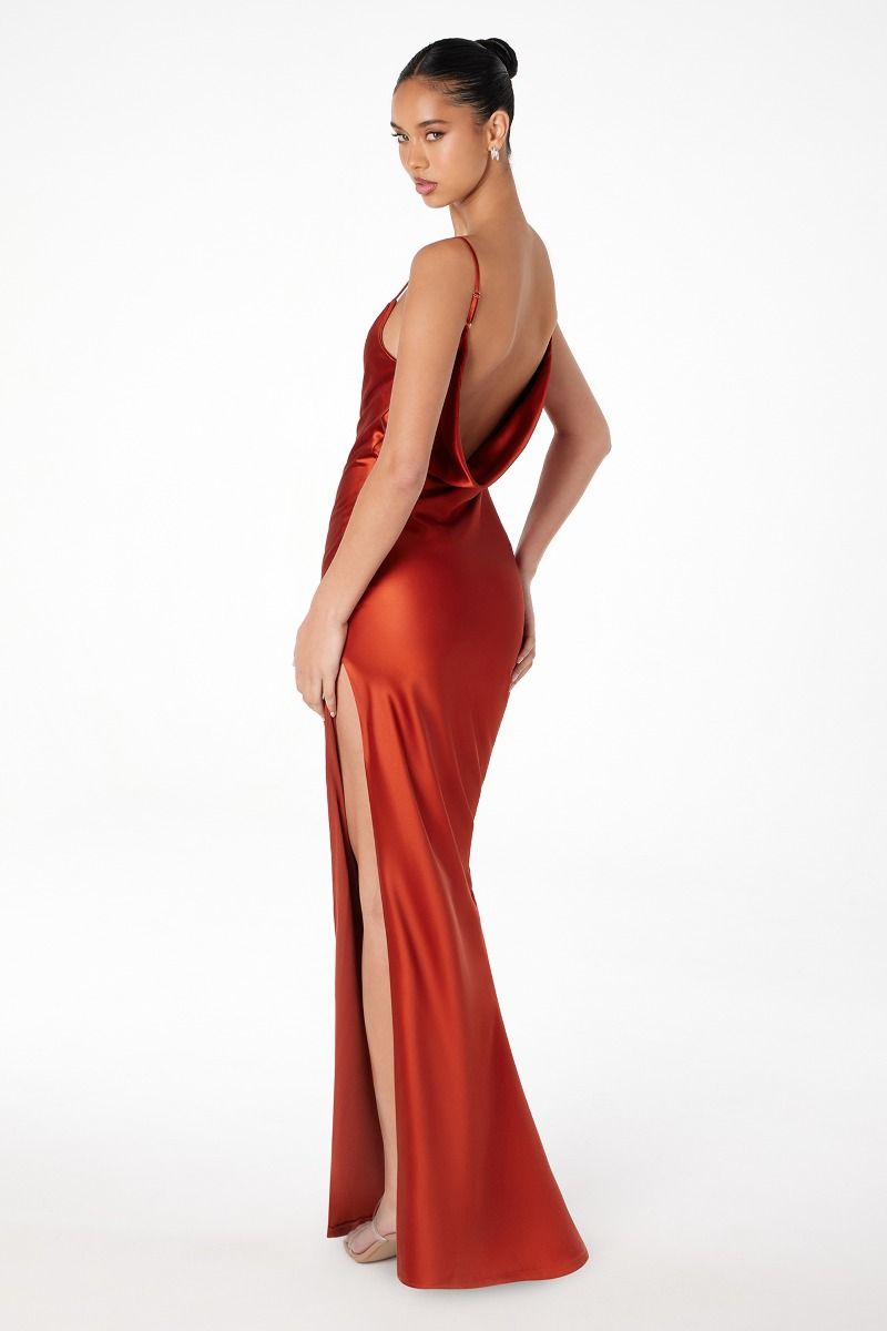 Mermaid dress with spaghetti straps, U-shaped back, leg opening-2