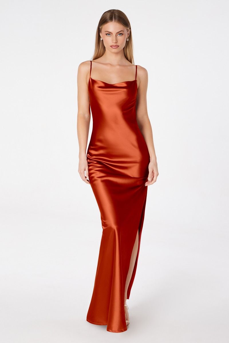 Mermaid dress with spaghetti straps, U-shaped back, leg opening-6
