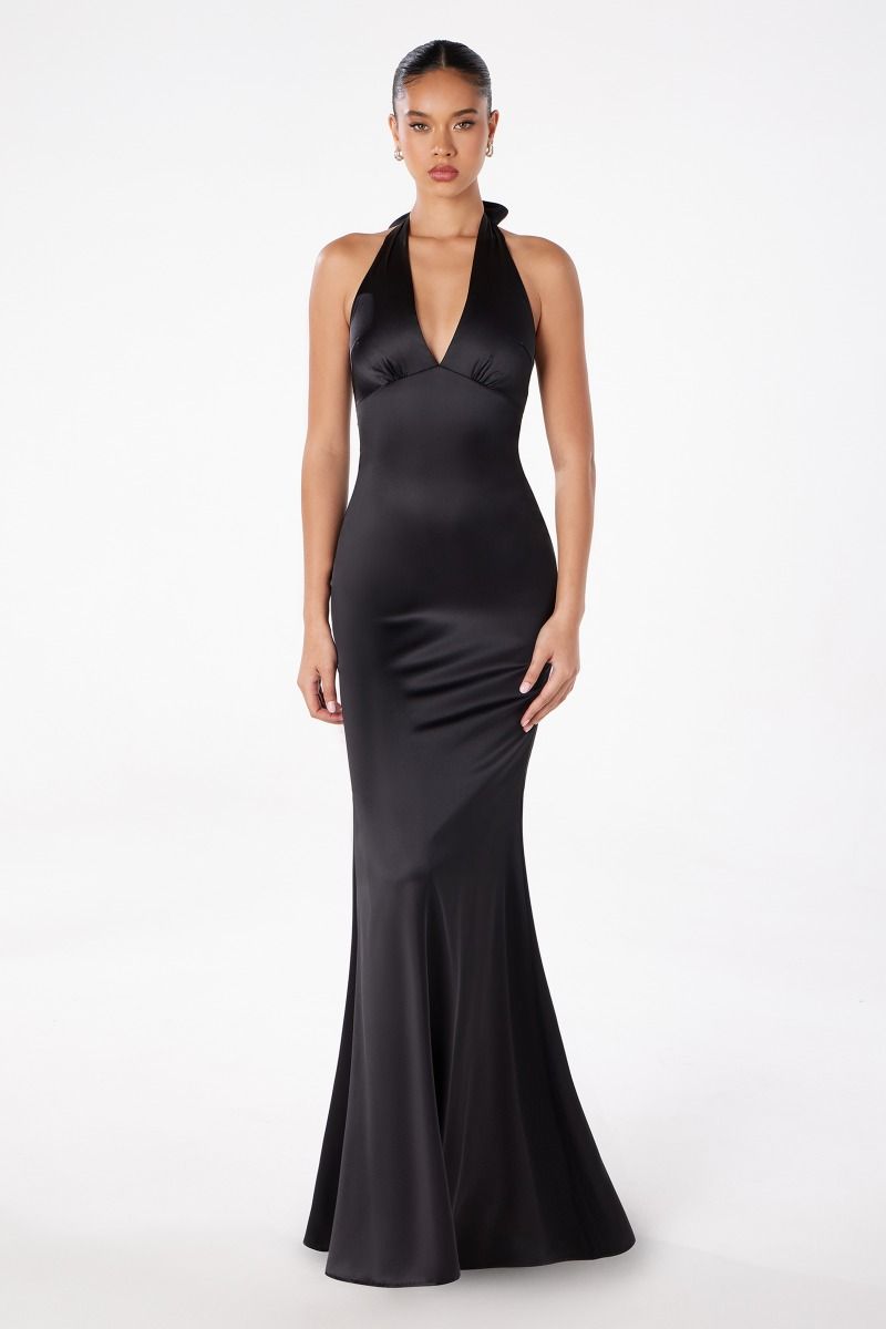 Halter V-neck mermaid dress-6