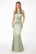 Halter V-neck mermaid dress-0