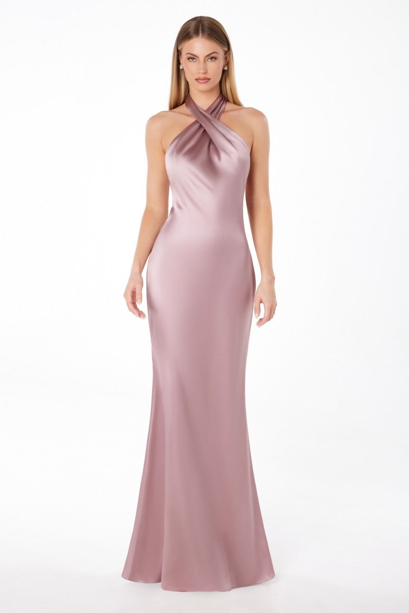 High halter v-neck mermaid dress-8