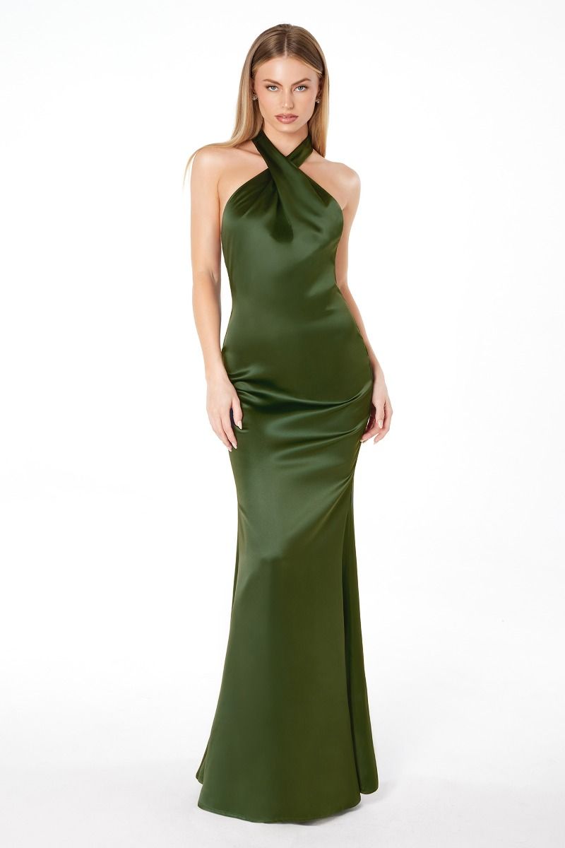 High halter v-neck mermaid dress-7