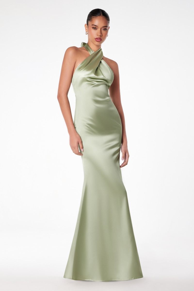 High halter v-neck mermaid dress-8