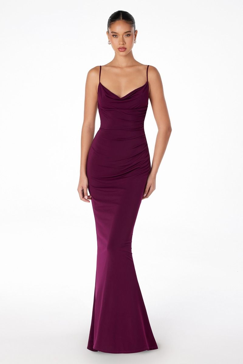 U-back mermaid dress with lace and spaghetti straps-6