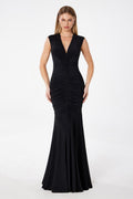 Mermaid dress V-neckline covered back-0