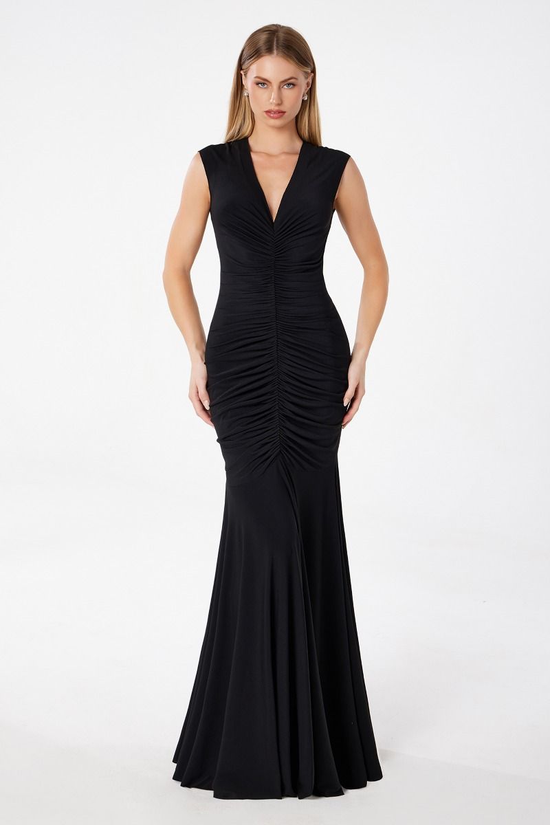 Mermaid dress V-neckline covered back-3
