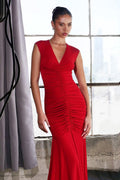 Mermaid dress V-neckline covered back-0