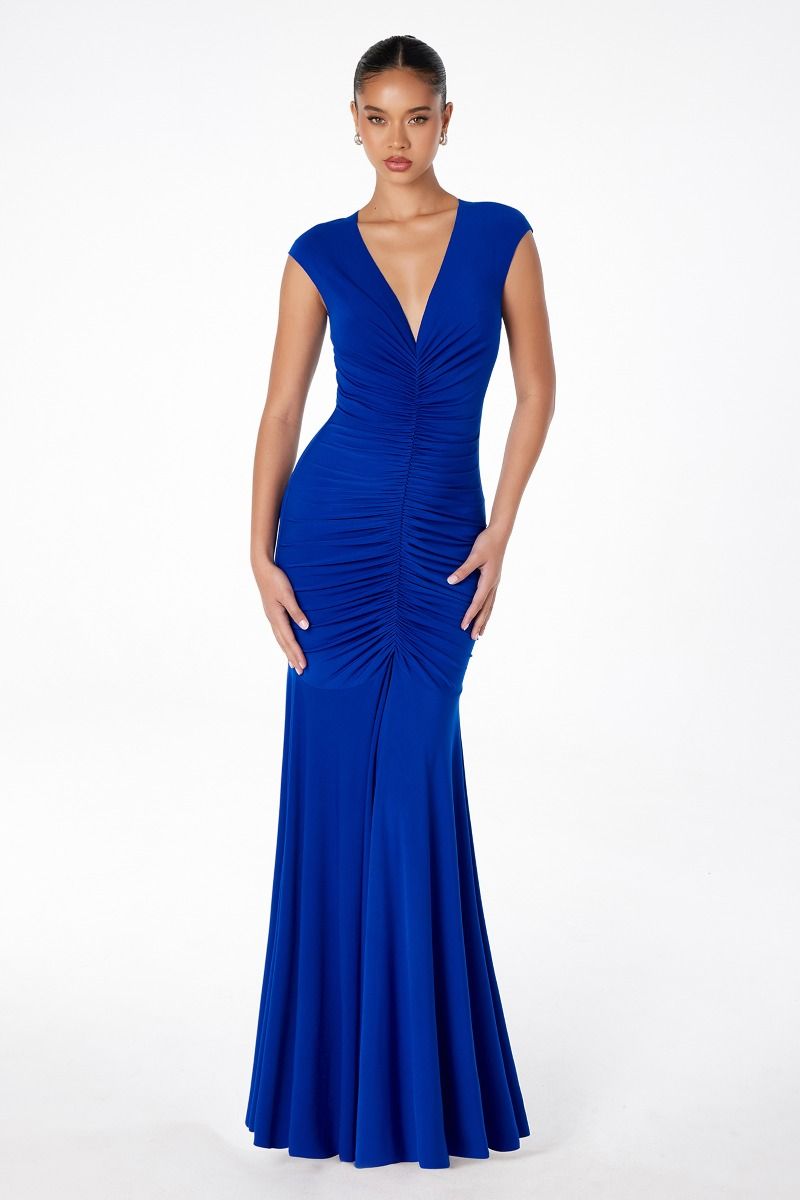 Mermaid dress V-neckline covered back-4