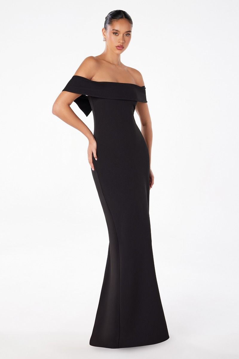 Mermaid dress with boat neck and zipper on the back-2