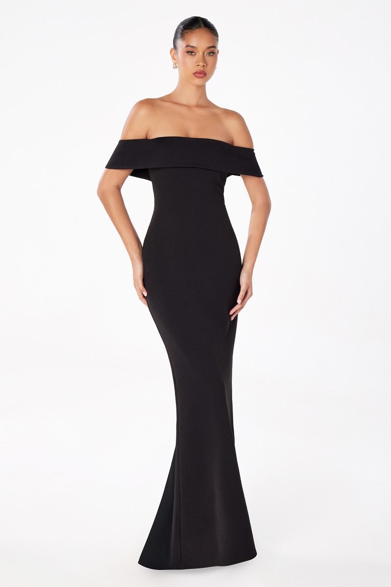 Mermaid dress with boat neck and zipper on the back-2