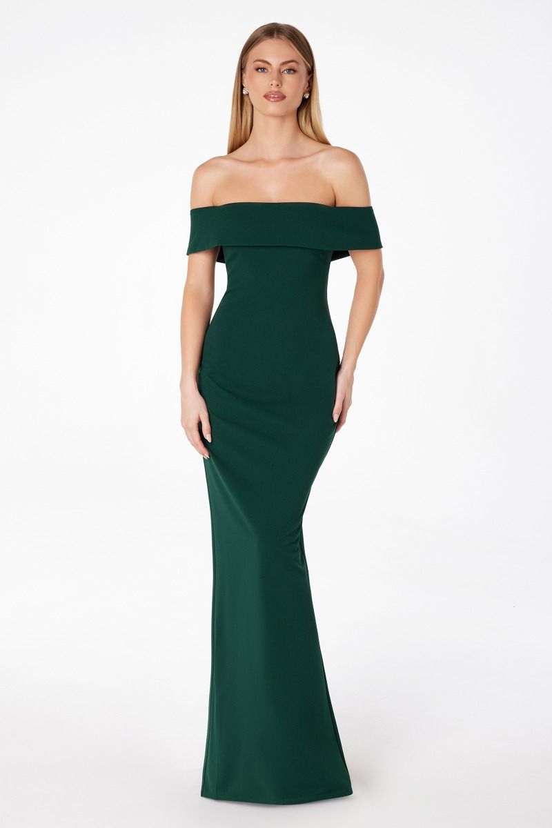 Mermaid dress with boat neck and zipper on the back-5